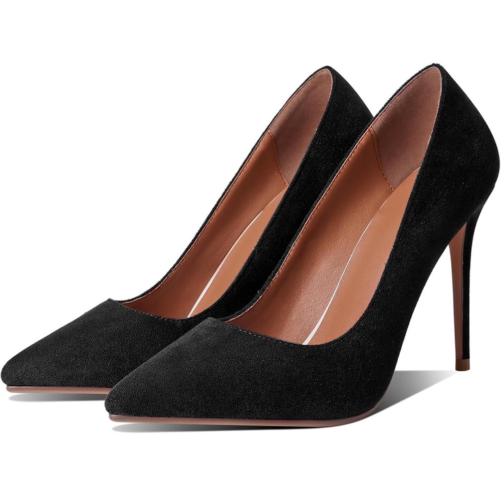 Pointed Toe Stiletto High Heels Slip On Pumps 4.7” Thin High Heel